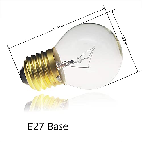 Jslinter 40 Watt Appliance Oven Light Bulb - High Temp - 120V Clear - 415 Lumens - E26/E27 Medium Brass Base - G45 4-Pack #TOP2