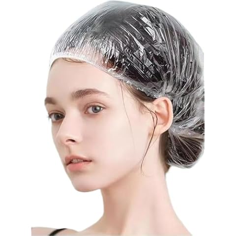 200 PCS Disposable Shower Caps Plastic Clear Hair Cap Elastic Waterproof Hair Bath Caps Thickening Shower Cap for Women Men Kids Girls Hotel and Hair Salon Travel Spa Home Use Beauty Salon Accessories Cover