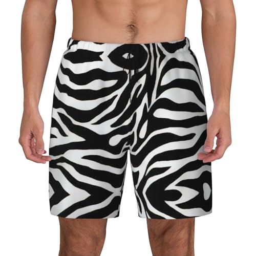 YQxwJL Zebra Print Print Men'S Double Layer Quick Dry Swimming Shorts Beach Short Stretchy Gym Surfing Short Black