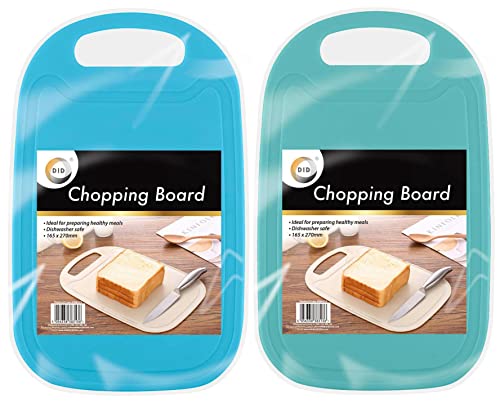 Plastic Chopping Board Cutting Board Cutting Tray Twin Pack Mixed Colours Dishwasher Safe 27cm x 16.5 cm