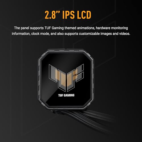 Image of ASUS TUF Gaming LC III 360 ARGB LCD with Integrated Triple Fans Designed for high Airflow and Static Pressure; 2.8 inch LCD for Hardware Monitoring, Custom GIFS and MP4 Video Clips, 6 Year Warranty