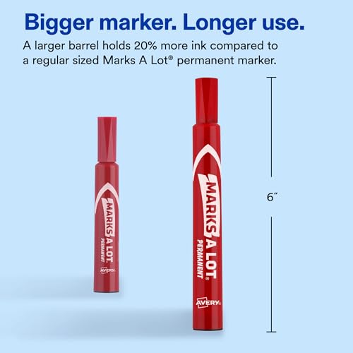 Image of Avery Marks A Lot Permanent Markers, Large Desk-Style Size, Chisel Tip, Value Pack, 36 Red Markers Total, Ideal for Signs, Posters, Labeling, and More (98240)