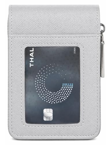 Image of NAPA HIDE Slim Zipper Card Holder Wallet for Men & Women | RFID Blocking Accordion Credit Card Case | Compact Cash & Card Organizer with Smooth Metal Zip (L.Grey)