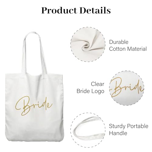 Image of LADY & HOME 6pcs Bachelorette Party Tote Bag, Bride Bridesmaid Cotton Tote Bag for Wedding Gifts