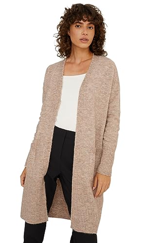 C&A Damen Strickjacke Polyester|Synthetisch Melange/Meliert beige M
