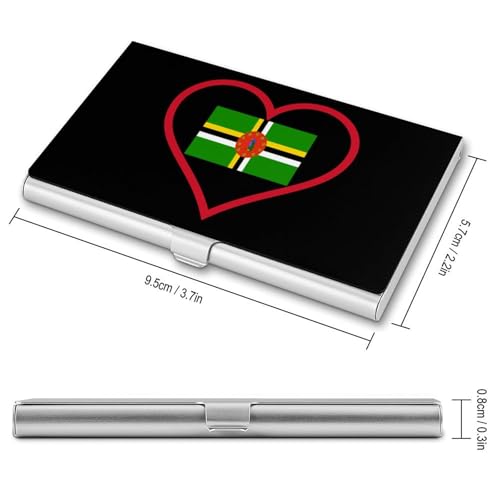 I Love Dominica Red Heart Business Card Holder Slim Credit Case Pocket Name Case Wallet for Men Women2