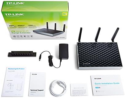 TP-Link AC1900 Desktop Dual Band Wi-Fi Range Extender w/ 5 Gigabit Ethernet Ports (RE580D),Black/Grey