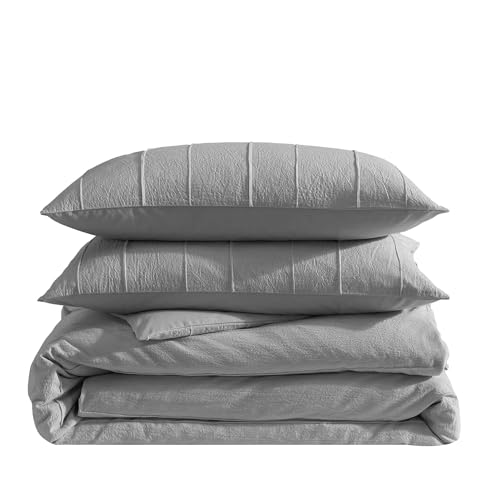 Fundas de almohada Vera Wang de algodón gris Queen para juego de cama de 3 piezas suave 8
