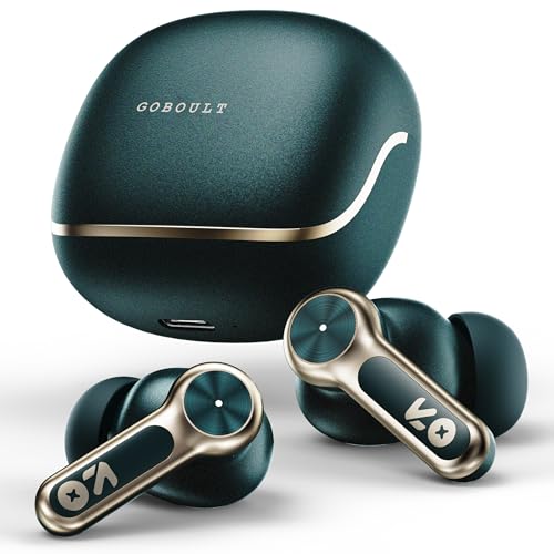GOBOULT Raven in Ear TWS Earbuds with 70H Playtime, App Support, Quad Mic ENC, 50ms Ultra Low Latency, Dual Device Pairing, 10mm Driver, Bluetooth 5.4 Wireless Earbuds (Emerald Green)