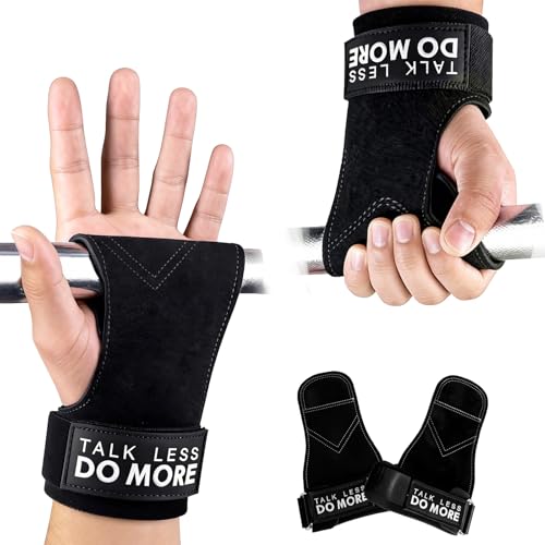 DiULi Cintas de Muñeca, 1 par Straps Gym, Correas de Levantamiento de Pesas, Almohadillas de Agarre con Cuero Oxford de Tres Capas, Agarre Mejorado, Protección de Mano y Muñeca para Crossfit (Negro)
