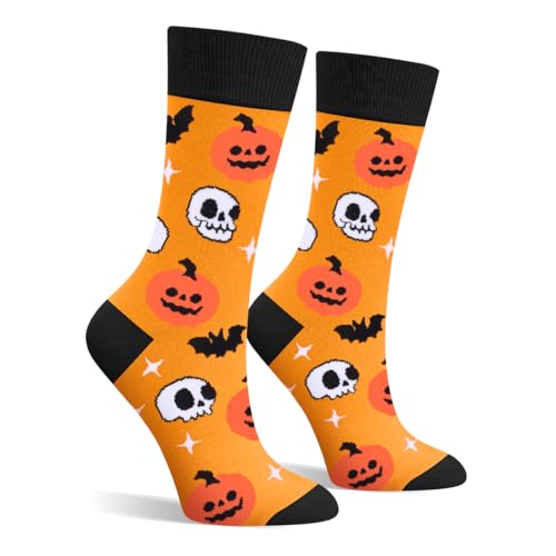 Meias de Halloween engraçadas fantasma abóbora para mulher mães - ideias disfarce Halloween presentes engraçados para adolescentes mulher jovem, S-ossos - A, M-L