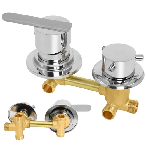Mitigeur Termostático de Ducha 3 Vías, Grifo de Cabina de Ducha en Latón Cromado, Entrada G1/2, Distancia 10 cm, Cartucho Cerámico, Control Preciso de Temperatura