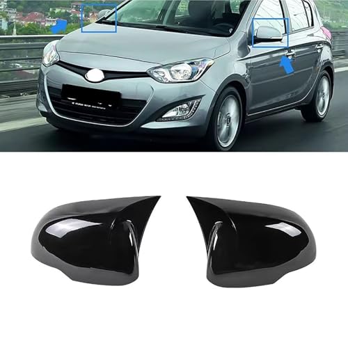 ZXYGJL Compatible with Hyundai I20 2012-2013, Car Side Rearview Mirror Cover, Protect Cap Cover Accessories Auto Exterior (2 pcs),Glossy-Black