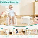 FUNLIO Sedia per lo svezzamento Montessori regolabile in altezza per età 1-3, sedia in legno massiccio di qualità, per mangiare/leggere/giocare, mobili Montessori con certificazione CPC - Bianco（2pcs） - 3