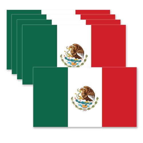GRITKULTURE Removable Mexican Flag Car Sticker -5 Pack Bandera de Mexico Calcomania para Carro Vinyl Decal Removable Waterproof Car Decal for Truck SUV Rear Window & Bumper Fade-Resistant