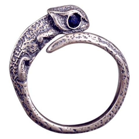 NicoWerk SRI392 Women's Silver Ring Chameleon 925 Sterling Silver Vintage Animal Natural Blackened Adjustable Opening Cover