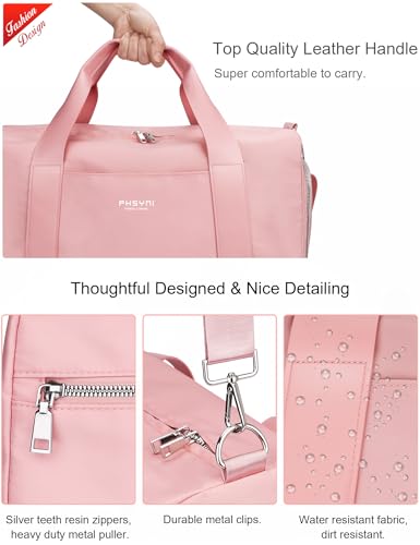 Pink Gym Bag for Women Girls with Shoe Compartment & Wet Pocket - Duffle Bag for Travel Sports Fitness Workout Athletic, 19"- Medium - Image 4