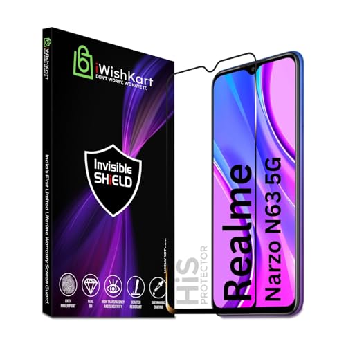 Image of compatible with Realme Narzo N63 5G Smartphone Tempered Glass [With Warranty] Screen Protector Guard Full Edge To Edge 9H Full Glue Fhd With Easy Installation Kit (Narzo N 63)