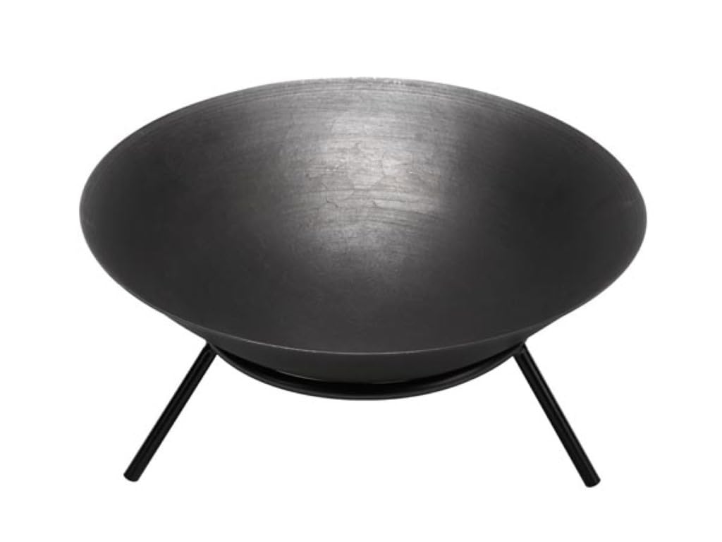 Perel Brasero Redondo con Soporte de 3 Patas, brasero Exterior de Hierro Fundido Ø56 cm, Altura 26 cm, Chimenea de jardín Negra para terraza o balcón, Ideal para leña o carbón