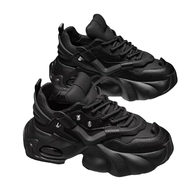 Chunky Sneakers for Man, Men's Fashion Sneakers - Durable, Platform, High-top Casual Shoes Durable Thick Sole Lace-Up Casual Shoes for Outdoor & Everyday Wear