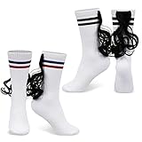Tarpop 2 Pairs Mullet Socks for Men Women Patriotic USA Red White Blue Accessories Weird Silly Novelty White Elephant Gifts Mullet Socks with Fake Hair Christmas Father Day Funny Gift