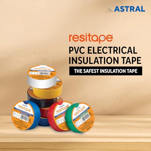 Image of Astral Resitape PVC Insulation Tape, Black|6 mtr x 17 mm x 0.125 mm| Pack of 10 | Fire-Retardant | Resistance to Moisture, Acid & Alkalies | Excellent Elasticity & Durability | Strong Grip & Adhesion
