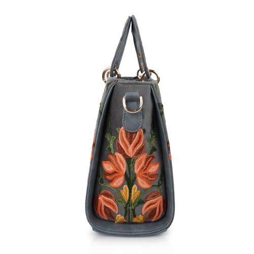 EVEDA Synthetic Leather Gorgeous Embroidery Stylish Design Shoulder Crossbody Hobo Women Handbag