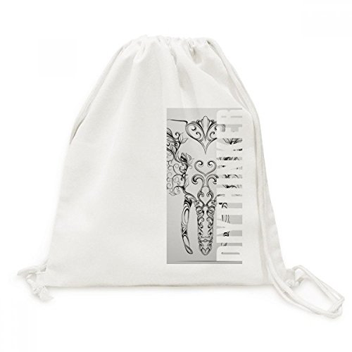 Toile drawstring backpack motif mammouth éléphant voyage