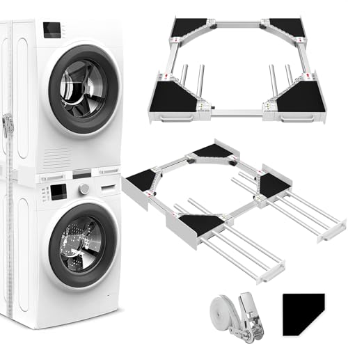 Kit de superposition universel NIUXX réglable pour lave-linge et sèche-linge avec sangle à cliquet