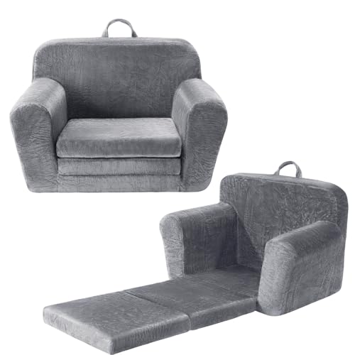 Eufurnibi Toddler Sofa Chair, Kids Armchair 2 in 1 Fold Out Bed,...