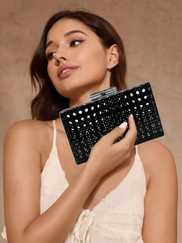 Image of RomanticDesign Women Acrylic Handbag Rattan Woven Pattern Square Box Crossbody Handbag Shoulder Bag Chain Purse