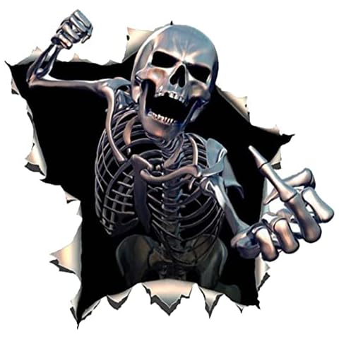 Lipfer Car Sticker Creativity Metal Skeleton Skull,Auto Motorcycle Waterproof Cover Scratches Funny Decals Pvc Cover