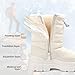 Viapipa White Snow Boots for Women Waterproof Platform Winter Boots with Side Zipper & Adjustment Buckle Design, Anti-Slip Warm, Comfortable Outdoor Booties, White,11