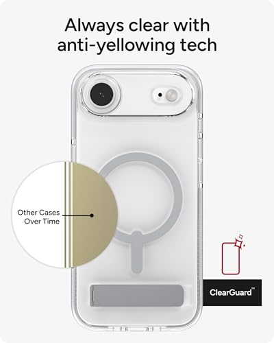 Image of ZAGG Santa Cruz Snap Case with Kickstand for iPhone Air - Silver, Drop Protection (13ft /4m), MagSafe Charging Compatible, ClearGuard Anti-Yellowing Technology, Scratch Resistant Phone Case