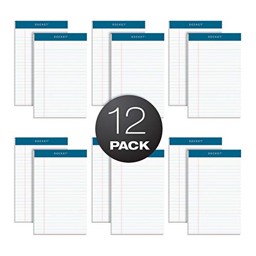 TOPS Docket Writing Pads, 5" x 8", Jr. Legal Rule, White Paper, 50