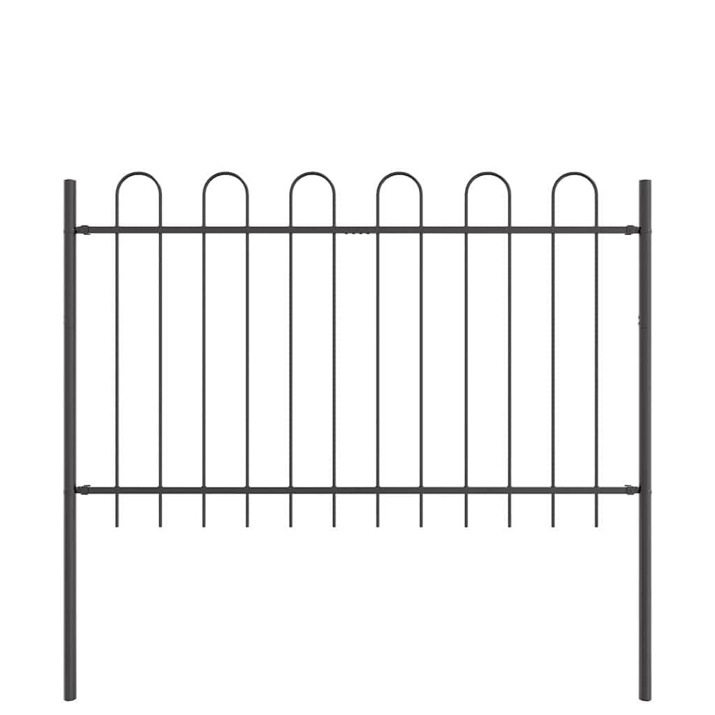 Garden Fence 4 pcs Grey 6.8 x 0.8 m Powder-Coated Steel Outdoor Metal Border Panel for Yard Terrace Decorative Boundary