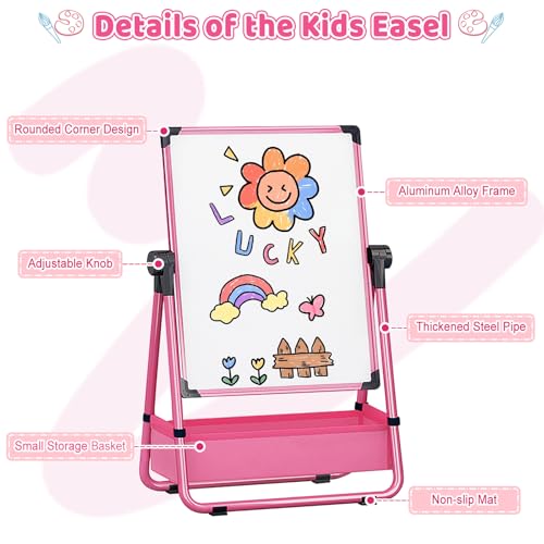 Art Easel for Kids, Adjustable Double Sided Toddler Easel Drawing Board by IELECMG - Used condition - Image 5