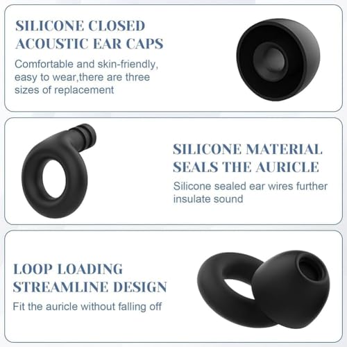 Image of Brixella Noise Cancelling Ear Plugs - Soft Silicone Earplugs for Sleeping, Studying, Travel, and Flight - Reusable Noise Reduction Earbuds with 6 Comfort Tips (S /M /L) - Black
