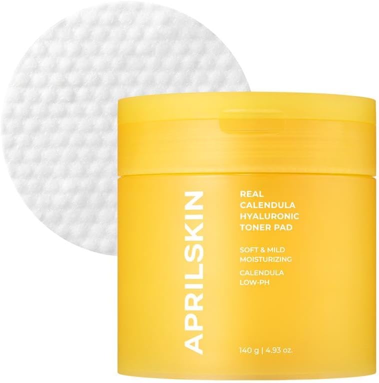 APRILSKIN Calendula PHA Hyaluronic Toner Pads | Vegan, Cruelty Free | Exfoliating, refining pores & hydrating for dry, sensitive, acne-prone skin | 60 pads | No sulfates and artificial fragrance
