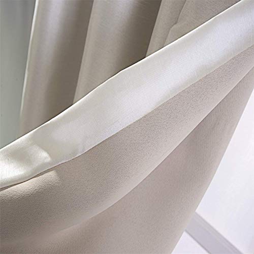 Image of GYROHOME Extra Wide Blackout Curtain for Sliding Glass Door, Faux Silk Blackout Curtains (Beige Liner) Thermal Insulated Grommet Top (1Panel,100x84inch, Beige)