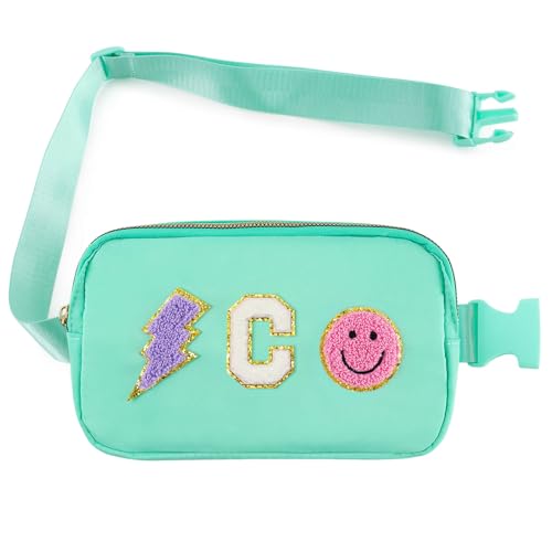 Image of PainZieteg Fanny Pack for Girls Chenille Letter Belt Bag Crossbody for Kids | Preppy Nylon, Waterproof, Gold-Plated Zipper, Adjustable Strap, Birthday Christmas Easter Gifts for 4-13 Year Old Teen Girls