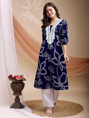 Image of EthnicJunction Women's Poly Rayon Bandhani Print A-line Kurta | Ethnic Kurta