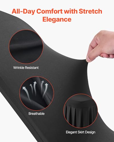 Image of VEVOR Chair Covers, Polyester Spandex Chair Cover, Stretch Slipcovers for Wedding Party Dining Banquet Flat-Front Chair Covers (Black-d, 30PCS)