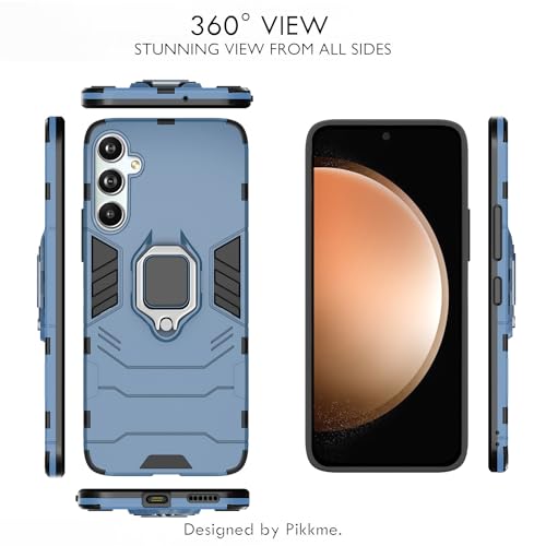 Image of Pikkme Samsung Galaxy S23 FE 5G Back Cover | D5 Tough Armor Bumper | 360 Protection Case | Ring Holder Stand Case for Samsung Galaxy S23 FE 5G (Blue)