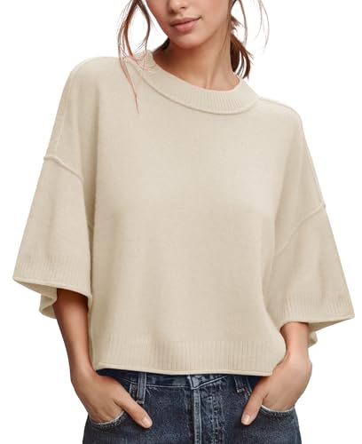 ZDC Women's Oversized Sweaters Summer Short Sleeve Casual Cropped