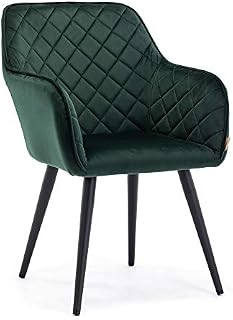 HNNHOME Dalton Kitchen Dining Upholstered Chair Lounge Leisure Living Room Chair Soft Velvet Reception Restaurant Tub Chair Armchair with Strong Black Metal Legs (Teal, Velvet)