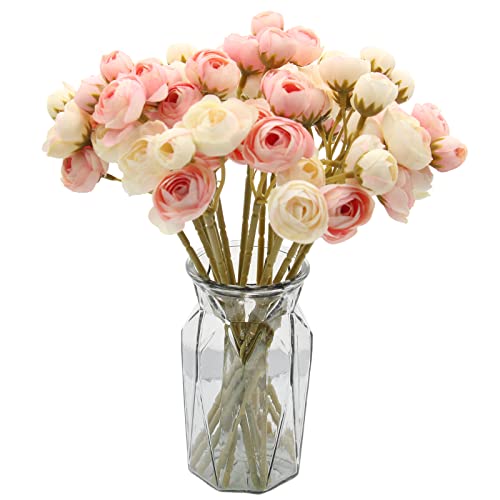 Hananona 18 Pcs Artificial Silk Rose Flowers Persian Ranunculus B...