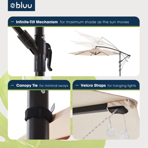 BLUU BANYAN 10 FT Patio Offset Umbrella Outdoor Cantilever Umbrella Hanging Umbrellas, 24 Month
