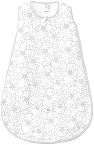 SwaddleDesignsBaby Sleep Sack 0-6 months, Cotton Muslin Wearable Blanket with 2-way Zipper, Non-Weighted Sleeping Sack for Safer Sleep, Sterling Starshine, Small