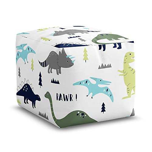 Blue and Green Dinosaur Ottoman Pouf Cover by Sweet Jojo Designs